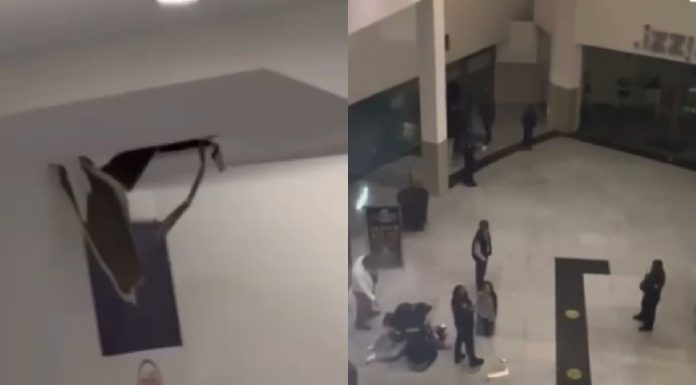 Mujer cae de una altura de 15 metros al vencerse plafón de plaza comercial en Pachuca