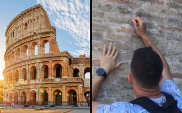 Este turista grabó su nombre y el de su novia en el Coliseo de Roma