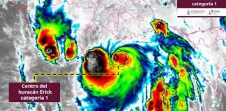 “Erick” se degrada a huracán categoría 1; mantiene desplazamiento hacia el noroeste a 19 km/h