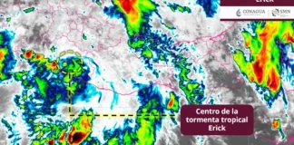 ‘Erick’ se debilita a tormenta tropical sobre Guerrero