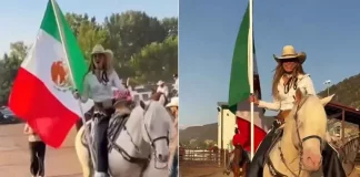 Bella Hadid grita ‘¡Viva México!’ y ondea la bandera en un rodeo de Colorado
