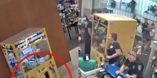 VIDEO | Niño se mete en máquina de peluches y tienen que llamar a la policía