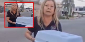 Lady Tamales le tira el puesto a vendedora porque no sabe cómo salir del estacionamiento