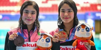 Las gemelas Lía y Mía Cueva Lobato se cuelgan el bronce en el Mundial de Clavados… ¡a los 14 años!