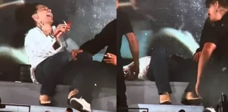 ¿Estaba ebrio? Nodal se recuesta en pleno show y enciende las redes