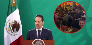 Captan a exgobernador de Querétaro peleando en un bar
