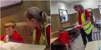 Oficiales ayudan a un niño de 5 años a regresar a casa después de tomar un desayuno solo