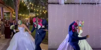 ¡Sin vals, pero con piquete! Pareja cambia el primer baile por lucha libre en su boda