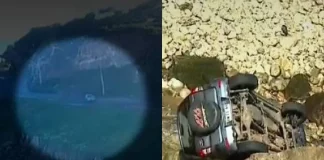 Auto derrapa y cae 20 metros por un barranco; madre e hijo sobrevivieron | VIDEO