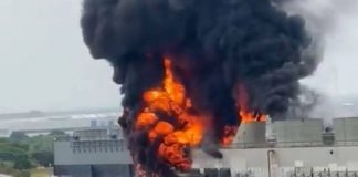 Se incendia torre de enfriamiento en termoeléctrica de Altamira