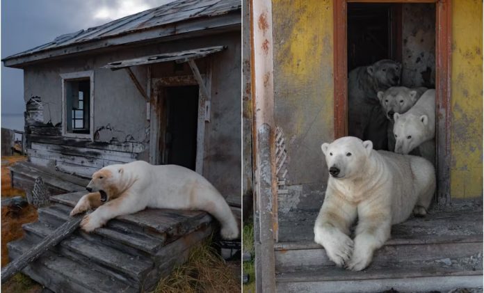 VIDEO: Grupo de osos polares se muda a instalación soviética abandonada