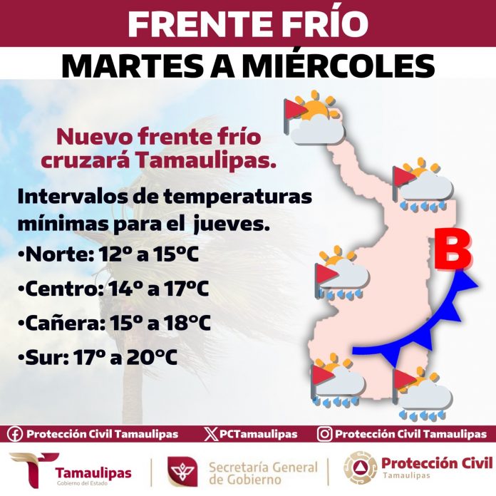 Prevén descenso de temperaturas por frente frío en Tamaulipas: cuándo y a qué hora entrará