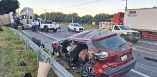 Registran aparatoso accidente en la carretera Victoria-Monterrey