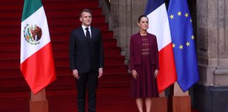 Claudia Sheinbaum recibe al presidente de Francia, Emmanuel Macron, en Palacio Nacional