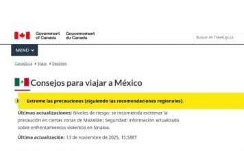 Canadá emite alerta de viaje para 13 estados en México por violencia y crimen organizado