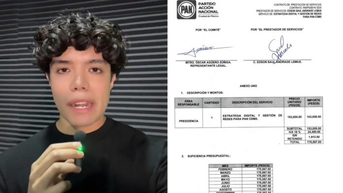 Morena exhibe contrato de Edson Andrade, impulsor de marcha Generación Z; PAN le habría pagado más de 2 mdp
