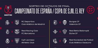 Listos los duelos de Octavos de la Copa del Rey
