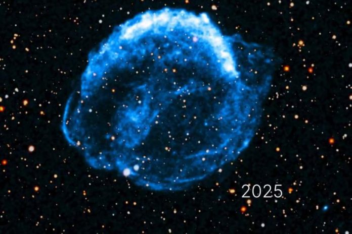 Imágenes revelan la violenta muerte de una estrella y su destrucción cósmica durante 25 años