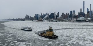 Imágenes del Río Hudson congelado tras ola de frío extremo en EE. UU.