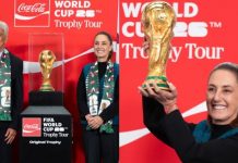 Sheinbaum levanta la Copa del Mundo 2026 en Palacio Nacional