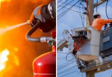 Video: trabajador queda suspendido en el aire mientras se incendia camión grúa en Luisiana, EE. UU.