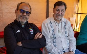 Noroña acompaña a selección de Irán en su último entrenamiento en Tijuana