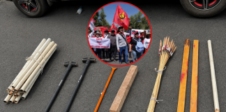 Decomisan mazos, barreta, cohetones y tubos de metal integrantes de la CNTE