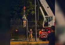 La rescatan con GRÚA tras intentar colarse al Fan Fest de Monterrey, así se vio el bochornoso momento: FOTOS