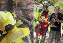 Video viral: personal del Ejército Mexicano rescata a una perrita entre los escombros en Venezuela
