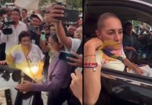 Mujer intercepta camioneta de Claudia Sheinbaum y la encara agresivamente en Tamaulipas