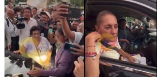 Mujer intercepta camioneta de Claudia Sheinbaum y la encara agresivamente en Tamaulipas