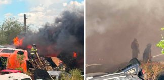 Videos: incendio en corralón de Reynosa moviliza a bomberos