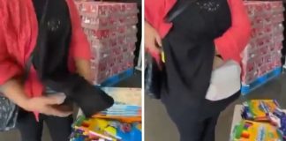 ¡Sacó de todo! Sorprenden a fardera ocultando lista de útiles escolares en la ropa | VIDEO