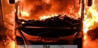 Autobús de Futura se incendia en la carretera Victoria-Zaragoza durante la madrugada