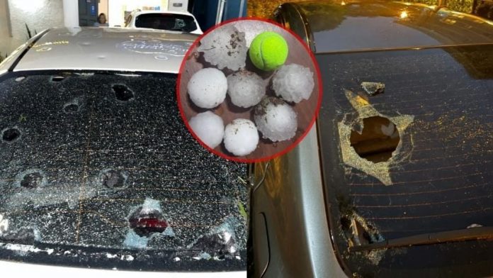Granizo del tamaño de pelotas de tenis daña cristales de automóviles y algunas viviendas | FOTOS y VIDEOS