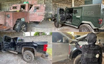 Aseguran cinco vehículos monstruos y un predio en Sinaloa