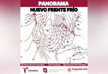 Se acerca el segundo frente frío a Tamaulipas; prevén lluvias y evento de Norte