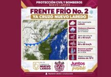 Frente frío 2 trae ráfagas de hasta 65 km/h a Nuevo Laredo, Tamaulipas