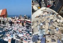 VIDEO: Pescadores rescatan del mar cientos de iPhones en el Golfo Pérsico; eran transportados en un barco que se hundió en Ormuz