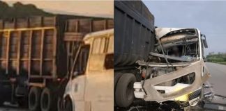 Hay 10 lesionados en choque de autobús con góndola en la carretera Tampico-Valles